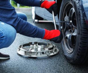 Changing a flat tire